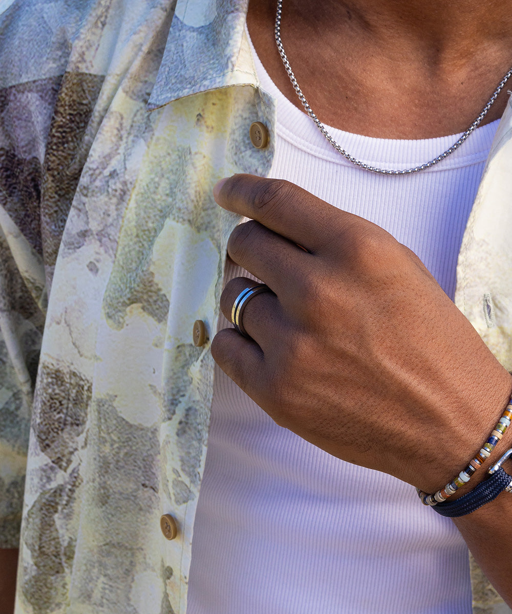 Navarch 6mm Ring Navy | Silver