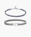 925 Sterling Silver Brontide Lapis Lazuli & Herringbone Chain Set